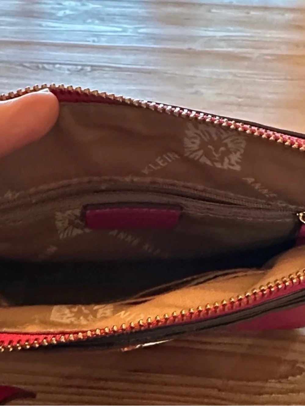 Anne Klein Hot Pink- Fuchsia Pebbled Faux Leather Crossbody with Gold Logo